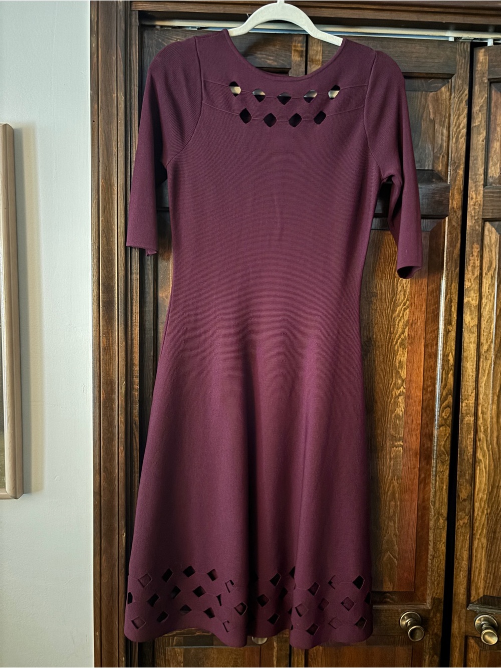 NIC+ZOE Plum Cutout-Detail Fit & Flare Midi Dress